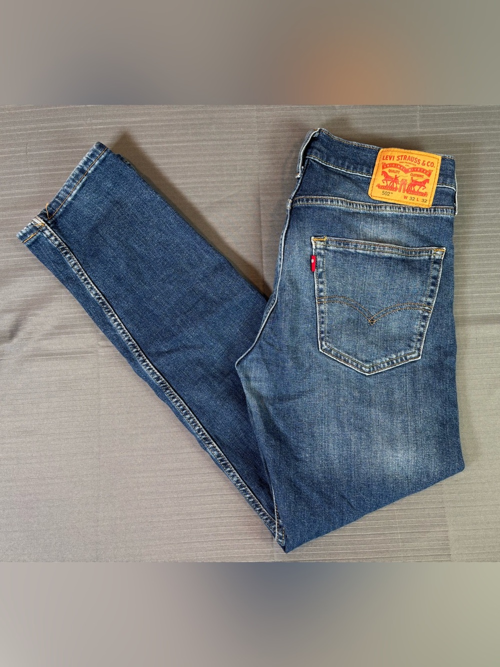 Levi’s 502 Regular Taper Jeans W32 L32 Medium Wash Comfort Stretch Denim Men’s